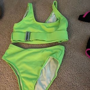 High waisted Neon green bikini